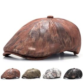 Men's Flat Cap Ascot Hat Newsboy Hat Black White Polyester Fashion Casual Street Daily Tie Dye Adjustable Sunscreen Breathable