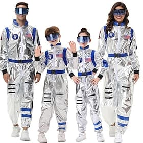 costume d'astronaute pour couple, combinaison, costume de carnaval, combinaison avec masque, costumes de groupe, combinaison spatiale argentée pour hommes et f
