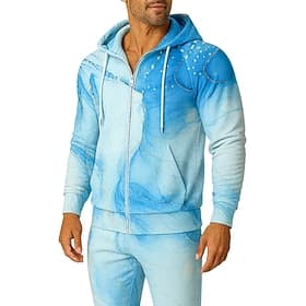 Herren Kapuzensweatshirt Trainingsanzug 2-teiliger Trainingsanzug Kordelzug Reißverschluss Kombination Herbst Winter Blau Berufung Outdoor Reise Leicht Mode La