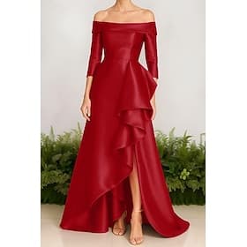 A-Line Sweep Brush Train Prom Dresses Evening Gown Ball Gown Formal Dress Elegant Celebrity Style Sleeveless Off Shoulder Garden Party Wedding Nylon Stretch Sa