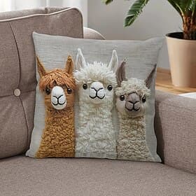 Vintage alpaca vrienden kussensloop 2D plat print decoratief kussenhoes moderne stijl zacht linnen sierkussen voor bank slaapkamer woonkamer decor