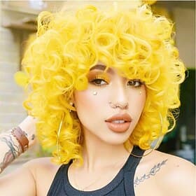 Carnival Wig 2026 Pink Black Blue Curly Afro Short Synthetic Festival Wig Mardi Gras Parade Cosplay Costume Hair for Women