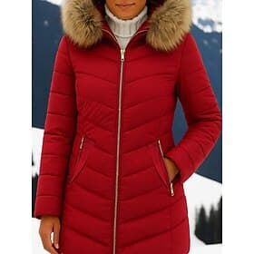 Women's Parka Comfortable Breathable Zipper Pocket Casual Plain Vacation Street Daily Wear Going out Zipper Regular Hooded Regular Fit Long Sleeve Outerwear Bl