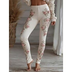 Femmes Leggings Leggings confortables Vacances ancien Style Ethnique Longueur complète Taille haute Fleuri Impression Confortable Élastique Occasionnel Quotidi