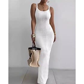 Women's Long Dress Maxi Dress Sheath Dress Summer Dress Slip Dress Elegant Modern Daily Going out Weekend Regular Fit Plain Sleeveless Straps White Pink Wine G