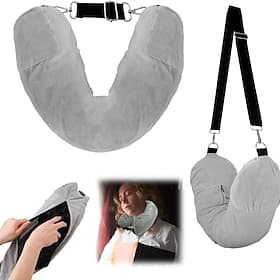 Stuffable Travel Neck Pillow Portable Storage Bag Cover with Secure Zipper Lightweight Carry Case for Airplane Use Fill with Clothes to Create Comfortable Supp