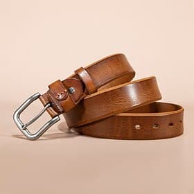 Men's Genuine Leather Belt Belt Pin Buckle Dermis Alloy Vintage Durable Adjustable Plain Black Kakhi Outdoor Daily Waist Belt