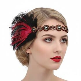 Roaring 20s 1920s Retro Vintage Flapper Headband Headwear Hair Accessories The Great Gatsby Feather Fancy Dress Women's Christmas Carnival Masquerade Retro The