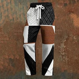 Men's Sweatpants Trousers Straight Leg Sweatpants Drawstring Pocket Elastic Waist Geometric Comfort Soft Full Length Outdoor Casual Daily Vacation Fashion Brow
