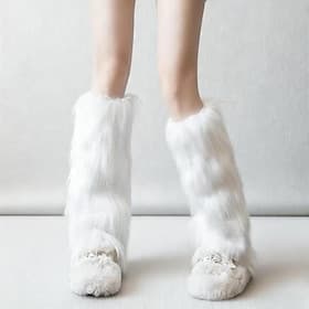 Fuzzy Leg Warmers for Women Fluffy Plush Winter Cozy Calf Socks Soft Faux Fur Boot Cuffs Cute Warm Layered Socks Trendy Fall Winter Accessories