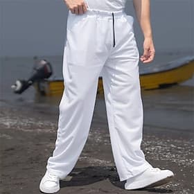 Men's Sweatpants Trousers Baggy Pants Straight Leg Sweatpants Waffle Pants Drawstring Pocket Elastic Waist Plain Comfort Soft Outdoor Daily Holiday Fashion Cla