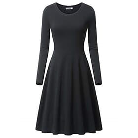 Women's Midi Dress Hoodie Dress T Shirt Dress Tee Dress Elegant Modern Daily Outdoor Vacation Loose Fit Plain Long Sleeve Crew Neck Black White Yellow Wine Spr