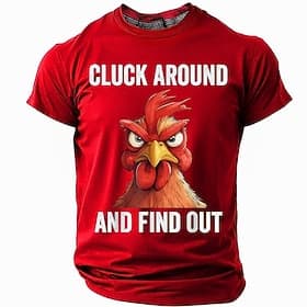 Cluck Around and Find Out Funny Chicken Shirt, Chaos Meme Angry Rooster Graphic Tee for Men, Sarcastic Farm Humor T-shirt Gift, Clothing Apparel S M L XL XXL X