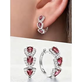 Women's Zirconia Alloy Earrings - Elegant Teardrop Shape Design with Multi-Colored Stones, Perfect for Christmas and Valentine's Day Gifts