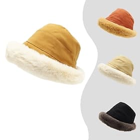 Women's Hat Bucket Hat Windproof Warm Dailywear Weekend Fleece Pure Color thumbnail 2