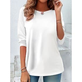 Women's T Shirt Print Plain Vintage Stylish Classic Long Sleeve Crew Neck Regular Tops Daily Blue Black White Yellow Pink Spring Fall Winter