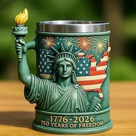 American Statue of Liberty Torch Mug USA 250th Anniversary Commemorative Gift, Patriotic Coffee Cup, Independence Day 250th Celebration Souvenir, Freedom Landm