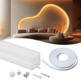Silicone LED Channel System 16.4ft/5m 32.8ft/10m White 14mm 16mm DIY Waterproof Flexible Neon Rope Strip Light Tube for 10mm 12mm LED Strip Lights  (Not Includ