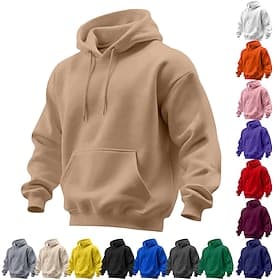 Men's Hoodie Pullover Hoodie Sweatshirt Blue Apricot Black White Yellow Hooded Plain Kangaroo Pocket Casual Daily Sports  Outdoor Streetwear Cool Sportswear Al