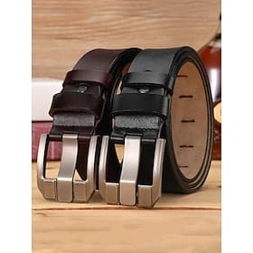 Men's Genuine Leather Belt – Classic Design with Stainless Steel Buckle, Perfect for Christmas Gifts and Everyday Wear.