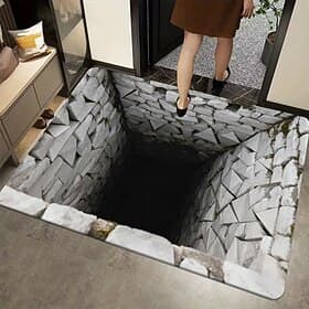 3D Optical Illusion Doormat Visual Trap Floor Mat Non Slip for Doorway Entryway Bathroom Kitchen Indoor Outdoor Diatomaceous Earth Quick Dry Absorbent 20 x 31
