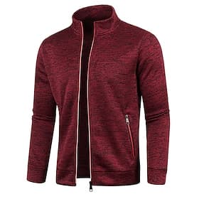Men's Sweatshirt Zip Sweatshirt Full Zip Sweatshirt Denim Blue Black Wine Army Green Light Grey Standing Collar Plain Zip Up Pocket Daily Sports  Outdoor Holid