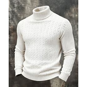 Men's Sweater Pullover Sweater Jumper Knit Sweater Ribbed Knit Regular Tops Knitted Solid Color Turtleneck Fashion Streetwear Casual Daily Wear Clothing Appare thumbnail 2