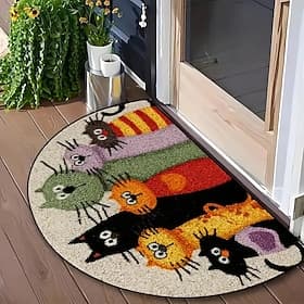 Doormat Semi Circle Shape Entryway Rug Dirt Resistant Durable Floor Mat for Front Door Hallway Kitchen Indoor Home Decor Non Slip Easy Care Carpet