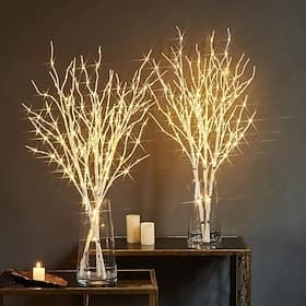 Christmas Lighted Artificial Twig Birch Branch with Fairy Lights for Holiday Wedding Party Decoration AA Battery 70CM/27.56 Inch 50 LED Beads