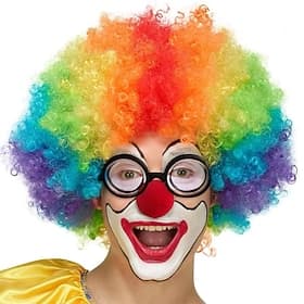 Carnival Wig 2026 Red Blue Purple Curly Afro Short Synthetic Festival Wig Mardi Gras Parade Cosplay Costume Hair for Men