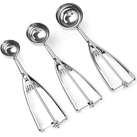 3Pcs Ice Cream Scoop Cookie Scoop Set, Stainless Steel Ice Cream Scooper with Trigger Release, Cookie Scooper for Baking, Cookie Dough Scoop
