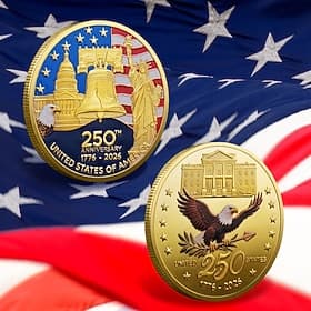 250th Anniversary Commemorative Coins - Golden American Flag  Liberty Bell Design Collectible Coins, Durable Metal Anniversary Coins for Display, Collectors Pa