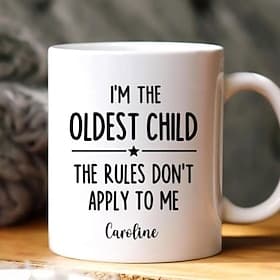 Personalized Gift Mug for Old Child Custom Name Ceramic Coffee Mug Who Makes The Rules 11/15 oz White Birthday Christmas Family Humor Coffee Mugs Cups