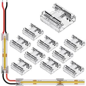 10 Pack 20 Pack 50 Pack 4-in-1 LED Strip Connectors for 8mm 10mm 2-Pin COB/SMD 2835/3528 LED Strips  Straight Corner Strip-to-Strip  Strip-to-Wire
