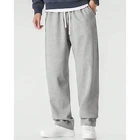 Men's Sweatpants Trousers Baggy Pants Straight Leg Sweatpants Drawstring Pocket Elastic Waist Plain Comfort Soft Daily Outdoor Holiday Fashion Classic Style Bl