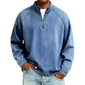 SoftFade™ Men's 100% Cotton Acid Wash Shirt Tee Top Long Sleeve Stand Collar Spring Fall Plain Vintage Streetwear Casual Zip Up Basic Casual Home Street Black