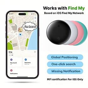 Intelligenter AirTag-Tracker für iOS (nur iOS) – gleiche Größe wie der originale iOS-Tag, kompatibel mit AirTag-Hülle, Schlüsselanhänger, Silikonhalter, Gegens