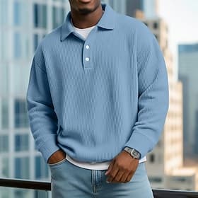 Men's Corduroy Shirt Textured Casual Sports Lapel Long Sleeve Fashion Basic Color Block Plain Patchwork Buttons Fall Spring   Fall Black Light Blue Navy Blue G