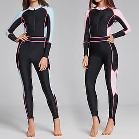 Women's Full Body Rash Guard One Piece Surfing Suit Color-blocking with Built in Bra UPF 50 Tummy Control Long Sleeve Diving Suit Surfing Canoeing Snorkeling