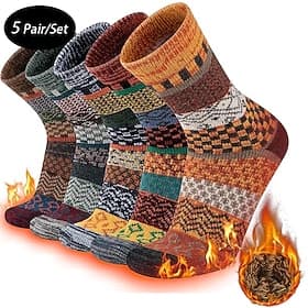 Homme 5 Paires Packs Multiples Chaussettes Chaussettes de Course Chaussettes Décontractées Multi Couleur Couleur Géométrique Vacances Sport  Loisir Quotidien B