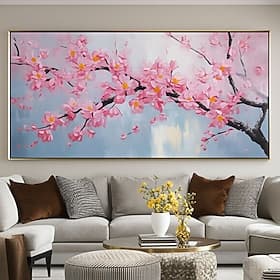 handmade Blooming Pink Cherry Blossom Painting hand painted 3D Flower Landscape Art Spring Flower Texture Wall Art Abstract Treetop Painting Customized Gift