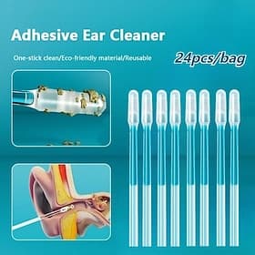 48Pcs (24Pcs/bag) Sticky Ear Digger Double Head Ear Digging Tool Not Hurt Ear Digging Spoon Ear Care Ear Wax Cleaning Special Tool