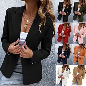 Women's Suits Comfortable Buttons Elegant Fashion Daily OL Style Plain Formal Vacation Office Office / Career Regular Notch Lapel Regular Fit Long Sleeve Outer
