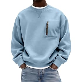 Per uomo Maglia Maglione Verde chiaro Grigio Azzurro Girocollo Semplice Patchwork Tasca Sport  Outdoor Casuale Quotidiano Streetwear Cool Abbigliamento Sportiv