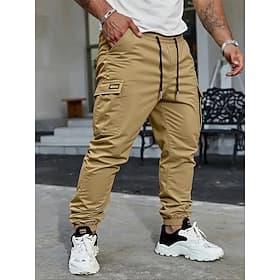Herren Cargo-Hosen Hose Kordelzug Mehrere Taschen Einfach tragbar Outdoor Täglich Campen und Wandern Mode Klassisch Schwarz Armeegrün