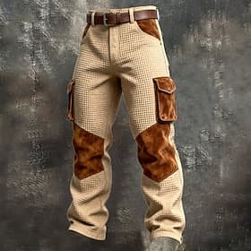 Men's Waffle Cargo Pants Trousers Casual Pants Pocket Elastic Waist Multi Pocket Plain Comfort Soft Full Length Casual Daily Outdoor Vacation Fashion Black Arm
