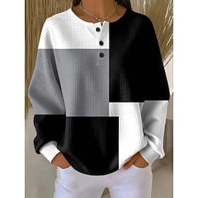Women's Pullover Hoodie Sweatshirt Geometric Fashion Long Sleeve Crew Neck Regular Tops Black Yellow Pink Spring Fall Winter