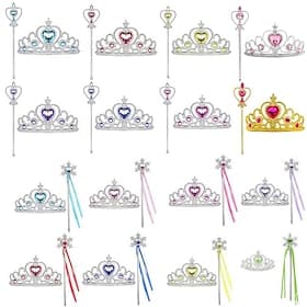 Fairytale Princess Elsa Tiara Accessories Set Girls' Movie Cosplay Cute Halloween red heart Light Green Peach Heart Phnom Penh Yellow Diamond Tiaras Wand Hallo