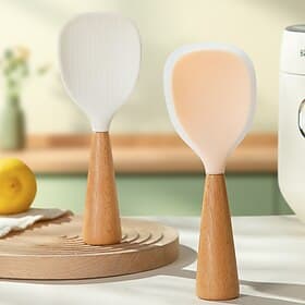 Silicone Spoon Non-stick Cooking Spoon Anti-scalding Pot Rice High-temperature-resistant Spoon Durable Kitchen Gadgets
