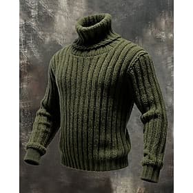 Men's Sweater Pullover Sweater Jumper Knit Sweater Ribbed Knit Regular Tops Knitted Solid Color Turtleneck Fashion Streetwear Casual Daily Wear Clothing Appare